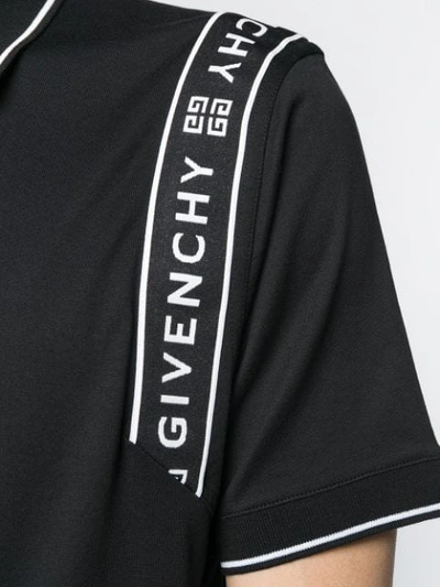 Shop Givenchy Side Logo Stripe Polo Shirt In Black