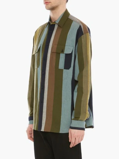 Shop Jw Anderson Flannel Striped Shirt In Green