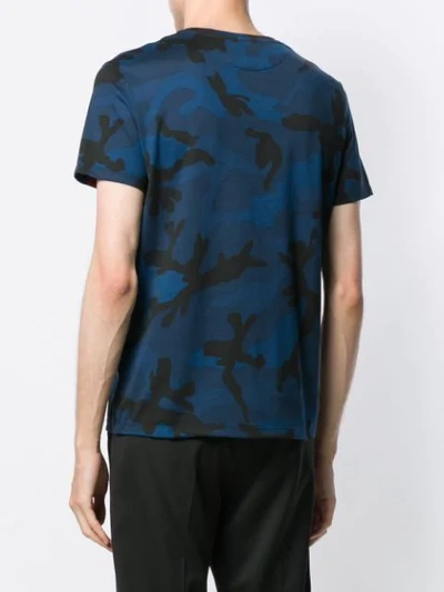 Shop Valentino Vlogo Camouflage T-shirt In Blue
