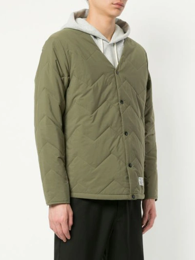 Shop Makavelic Quilted V-neck Jacket In Green