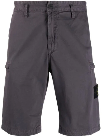 Shop Stone Island Plain Cargo Shorts - Grey