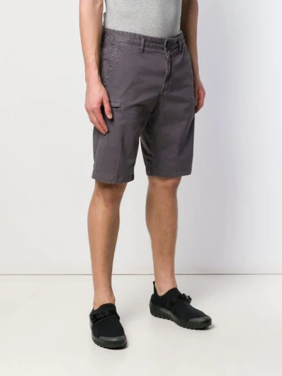 Shop Stone Island Plain Cargo Shorts - Grey