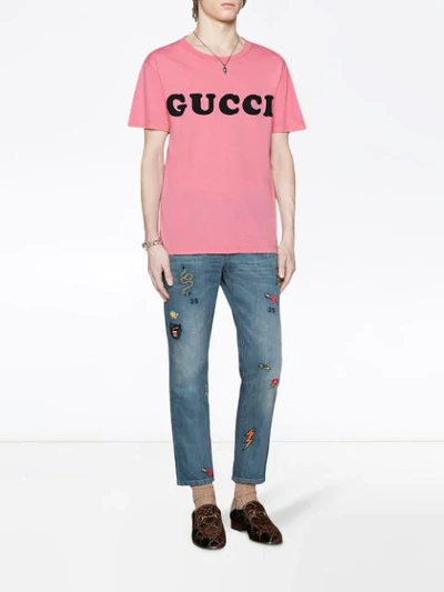 Shop Gucci Cotton T-shirt In 5370 Pink