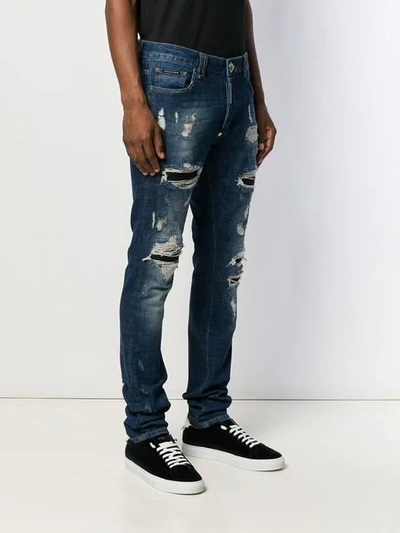 Shop Philipp Plein Destroyed Straight Cut Jeans In 14ir Irresponsable