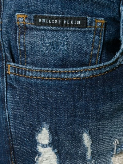 Shop Philipp Plein Destroyed Straight Cut Jeans In 14ir Irresponsable
