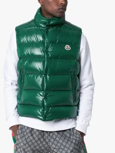 Shop Moncler Tib Padded Gilet In Green