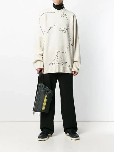 Shop Calvin Klein 205w39nyc Profile Print Knit Sweater In Neutrals