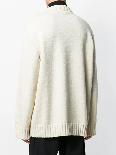 Shop Calvin Klein 205w39nyc Profile Print Knit Sweater In Neutrals
