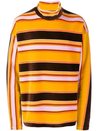 Shop Marni Striped Roll Neck Sweater In Yellow