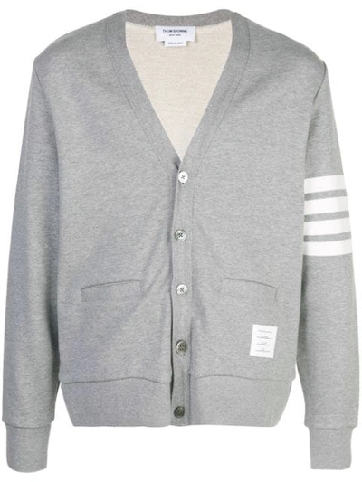 Shop Thom Browne Cardigan Mit Logo-streifen - Grau In Grey