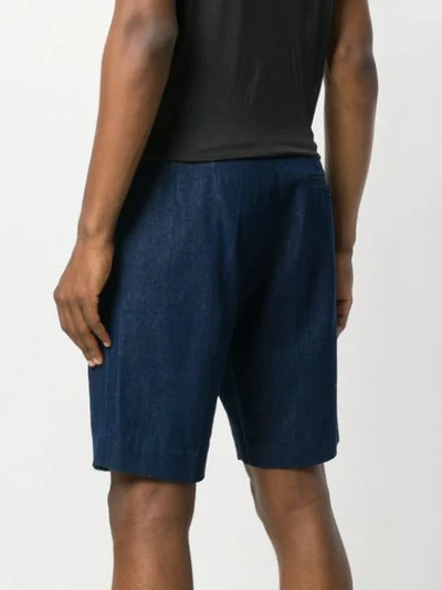 Shop Not Guilty Homme Pleated Denim Shorts In Blue