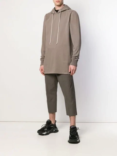 RICK OWENS DROP-CROTCH CROPPED TROUSERS - 灰色