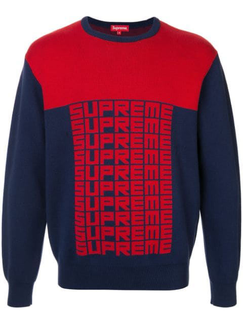 supreme logo repeat sweater
