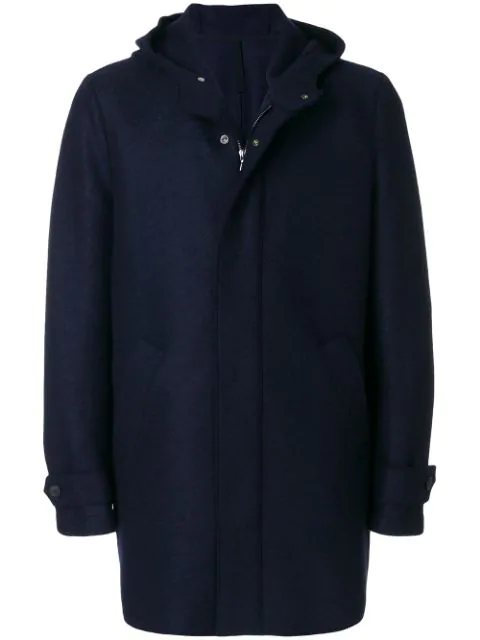 Harris Wharf London Concealed Front Coat In Blue | ModeSens