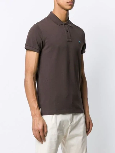 Shop Etro Logo Embroidered Polo Shirt In Brown