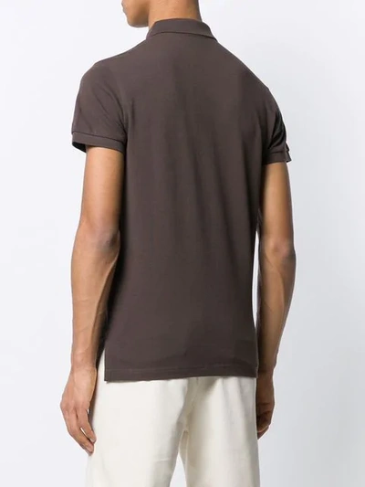 Shop Etro Logo Embroidered Polo Shirt In Brown