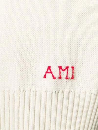 Shop Ami Alexandre Mattiussi V Neck Oversize Sweater In White