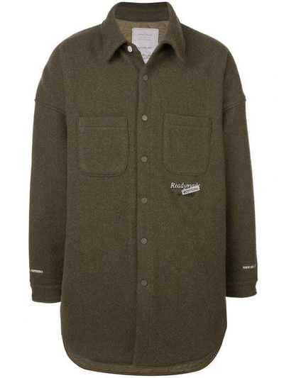 Shop Readymade Oversized Button Down Shirt In Green