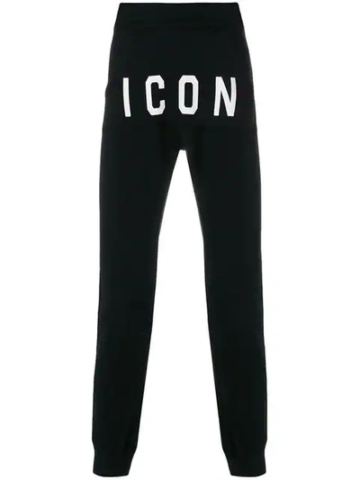 Dsquared2 Icon Printed Cotton Jersey Sweatpants In Black | ModeSens