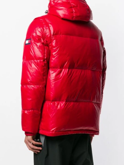 Shop Tommy Hilfiger Hooded Puffer Jacket - Red