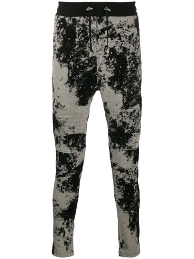 BALMAIN DISTRESSED PRINT TRACK PANTS - 黑色