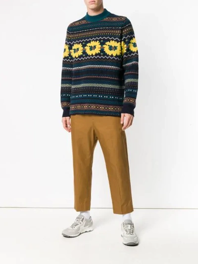 Shop Sacai Patterned Jumper - Blue