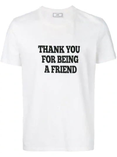 Shop Ami Alexandre Mattiussi T-shirt With Print Thank You For Being A Friend In White