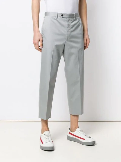 Shop Prada Cropped Trousers In Grey