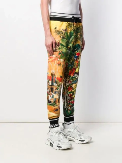 Shop Dolce & Gabbana Printed Track Pants In Yellow