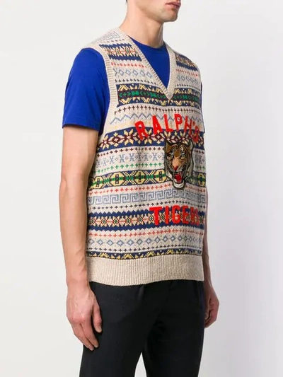 Shop Polo Ralph Lauren Tigers Knit Vest In Neutrals