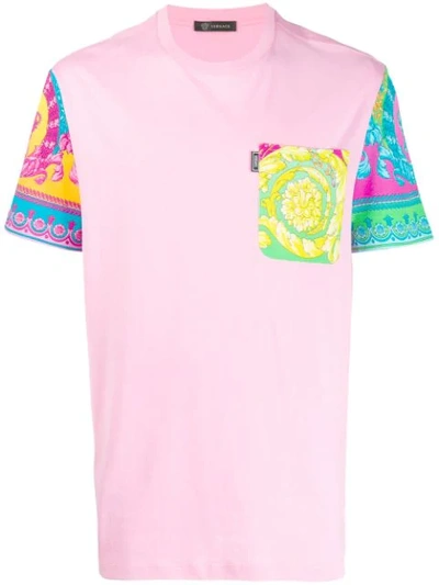 Shop Versace Baroque Details T-shirt In Pink