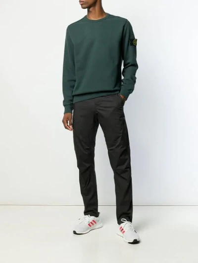 Shop Stone Island Logo Long-sleeve Sweatshirt In Green