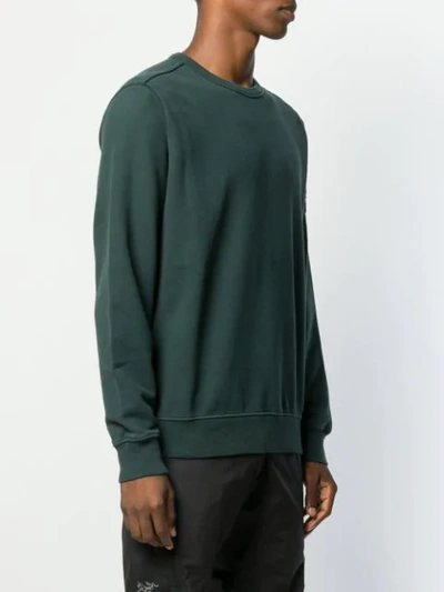 Shop Stone Island Logo Long-sleeve Sweatshirt In Green