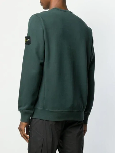Shop Stone Island Logo Long-sleeve Sweatshirt In Green