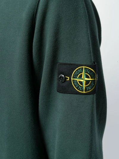 Shop Stone Island Logo Long-sleeve Sweatshirt In Green