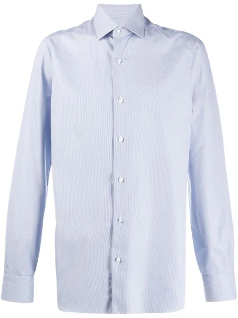 Barba Pinstripe Button Shirt In Blue | ModeSens