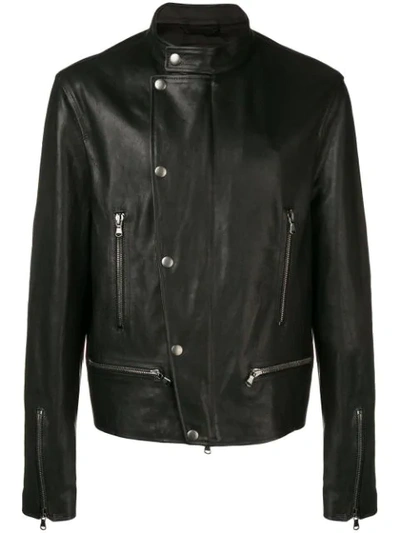 Shop Diesel Black Gold Biker Jacket In Nappa Leather In Black