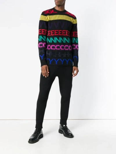 Shop Givenchy Contrast Letter Jumper In Black