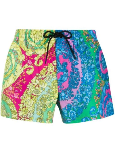 Shop Versace Baroque Swim Shorts In Pink