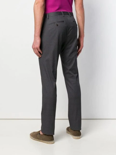 Shop Etro Micro Print Trousers In Blue