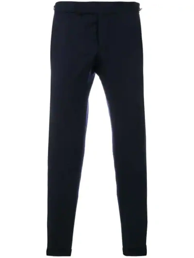 Shop Thom Browne Seamed Elastic Stripe Skinny Wool Trouser In Blue