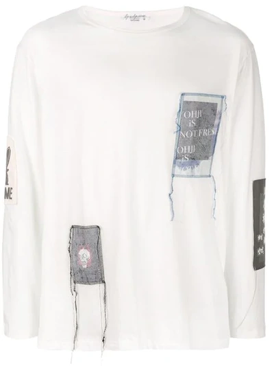 Shop Yohji Yamamoto Embroidered T-shirt In White