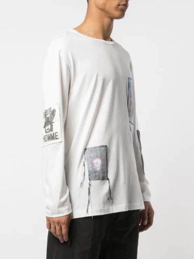 Shop Yohji Yamamoto Embroidered T-shirt In White