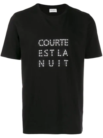 Shop Saint Laurent Courte Est La Nuit Print T-shirt In Black