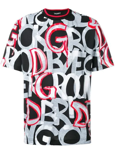 Shop Dolce & Gabbana Graffiti Logo T-shirt In Hnw42 Scritte Fdo.nero