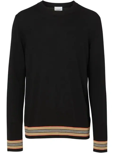 Shop Burberry Merino-pullover Mit Streifen In Black