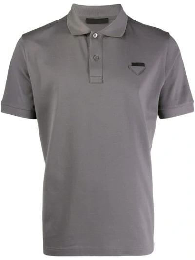 Shop Prada Short Sleeved Polo Shirt In Grey