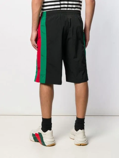 GUCCI WEB STRIPE TRACK SHORTS - 黑色