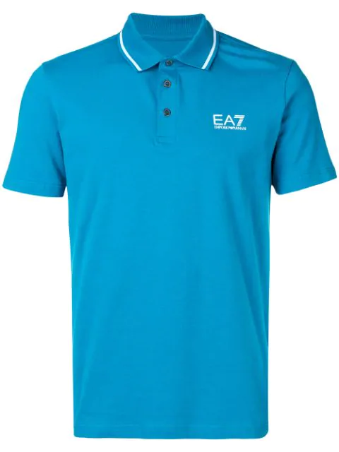 Ea7 Emporio Armani Branded Polo Shirt In Blue | ModeSens