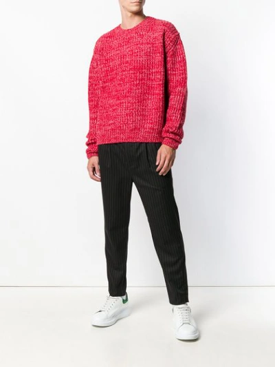 Shop Msgm Chunky Mesh Knit Sweater - Red